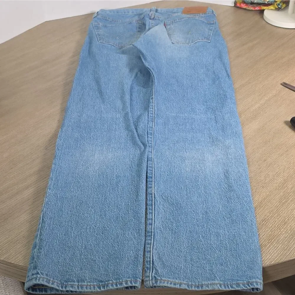 Levi's BIG E Men's Regular Fit Straight Jeans Blue Light Wash Buttom Up 33x34